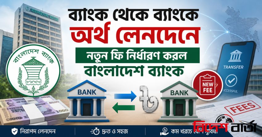 ব্যাংক থেকে ব্যাংকে অর্থ লেনদেনে নতুন ফি নির্ধারণ করল বাংলাদেশ ব্যাংক