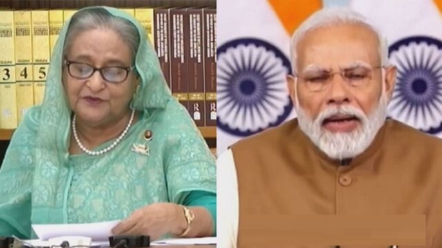 তিন প্রকল্পের যৌথ উদ্বোধন করলেন শেখ হাসিনা-নরেন্দ্র মোদি